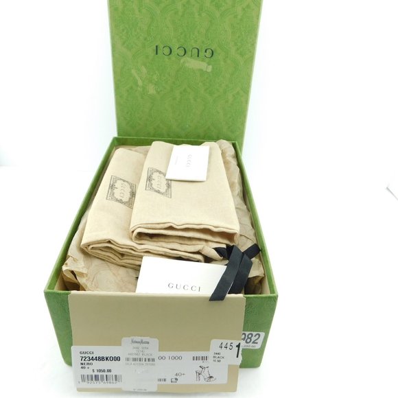 GUCCI GG Logo T-strap Black Quilted Leather Block Heel Ankle Sandals 40.5 - Picture 11 of 11